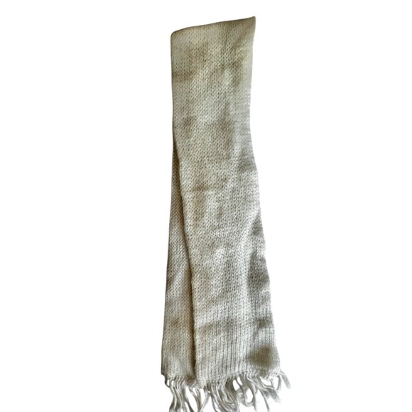 Vintage Hansen Cream Knitted Scarf With Fringe Ends 59”x6.25” Acrylic Blend OS - Picture 7 of 10